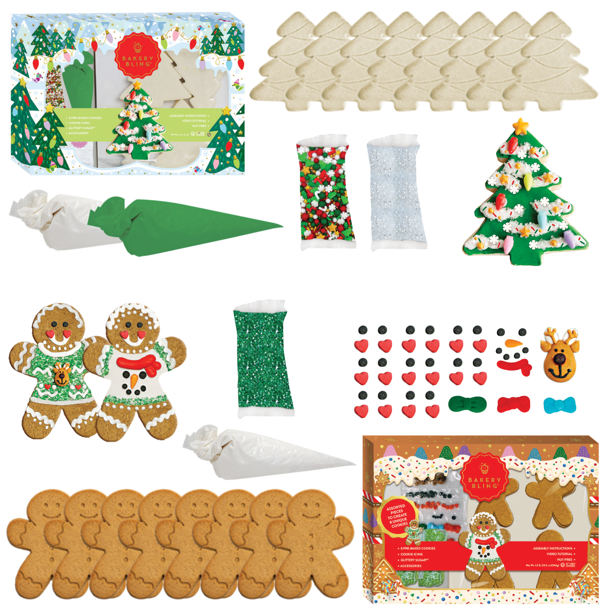 Starlight Tree & Gingerbread Person Designer Cookie Kit Bundle