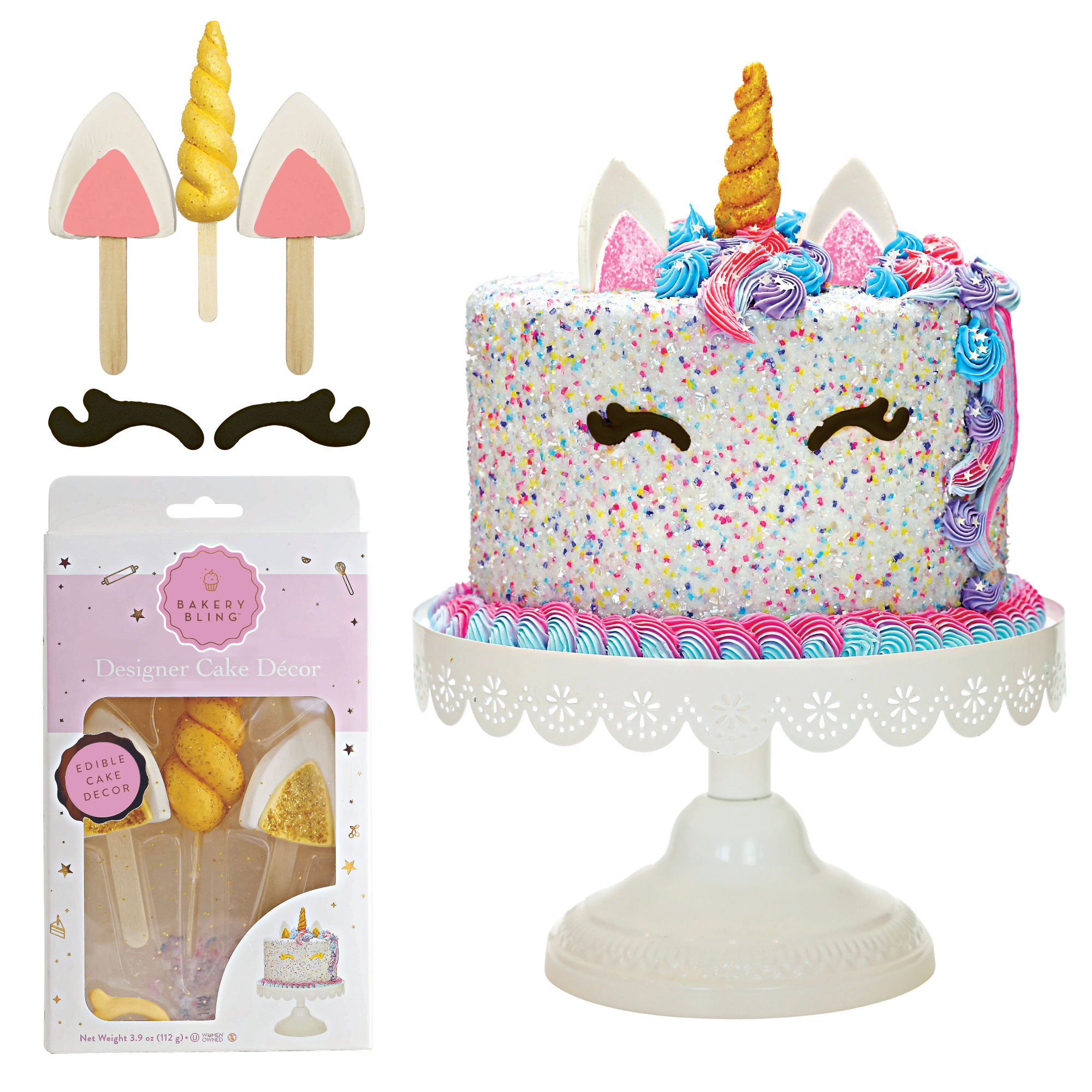 Unicorn Designer Decorating Bundle (Designer Cake, Cupcake Decor & Glittery Sugar)