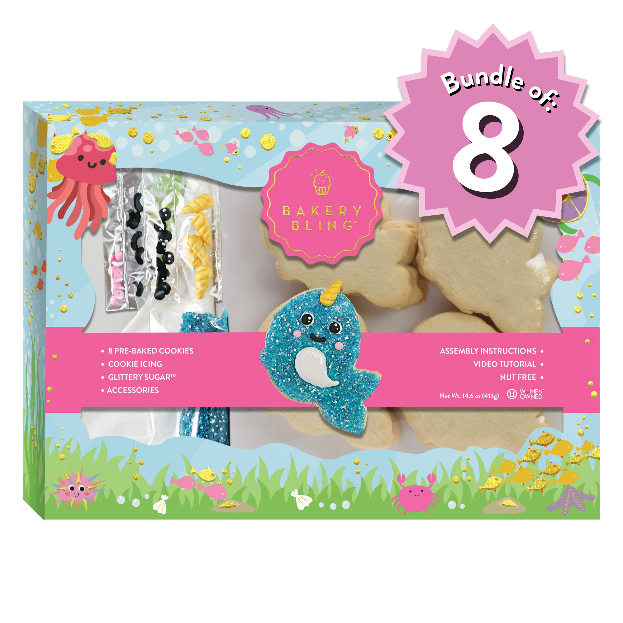 Narwhal Designer Cookie Kit – 8-Pack Party Bundle