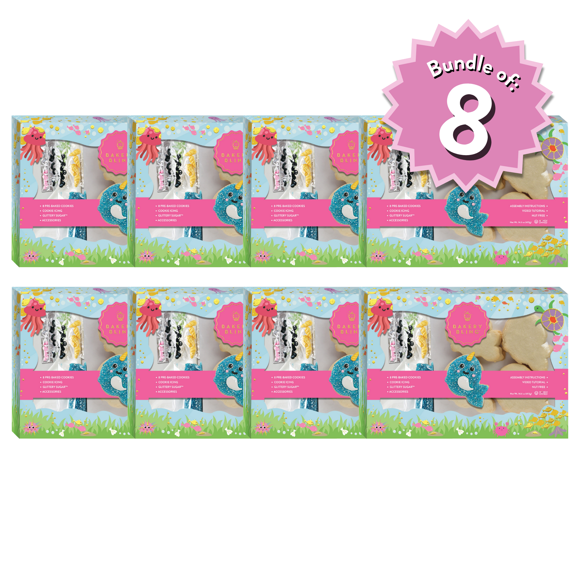 Narwhal Designer Cookie Kit – 8-Pack Party Bundle