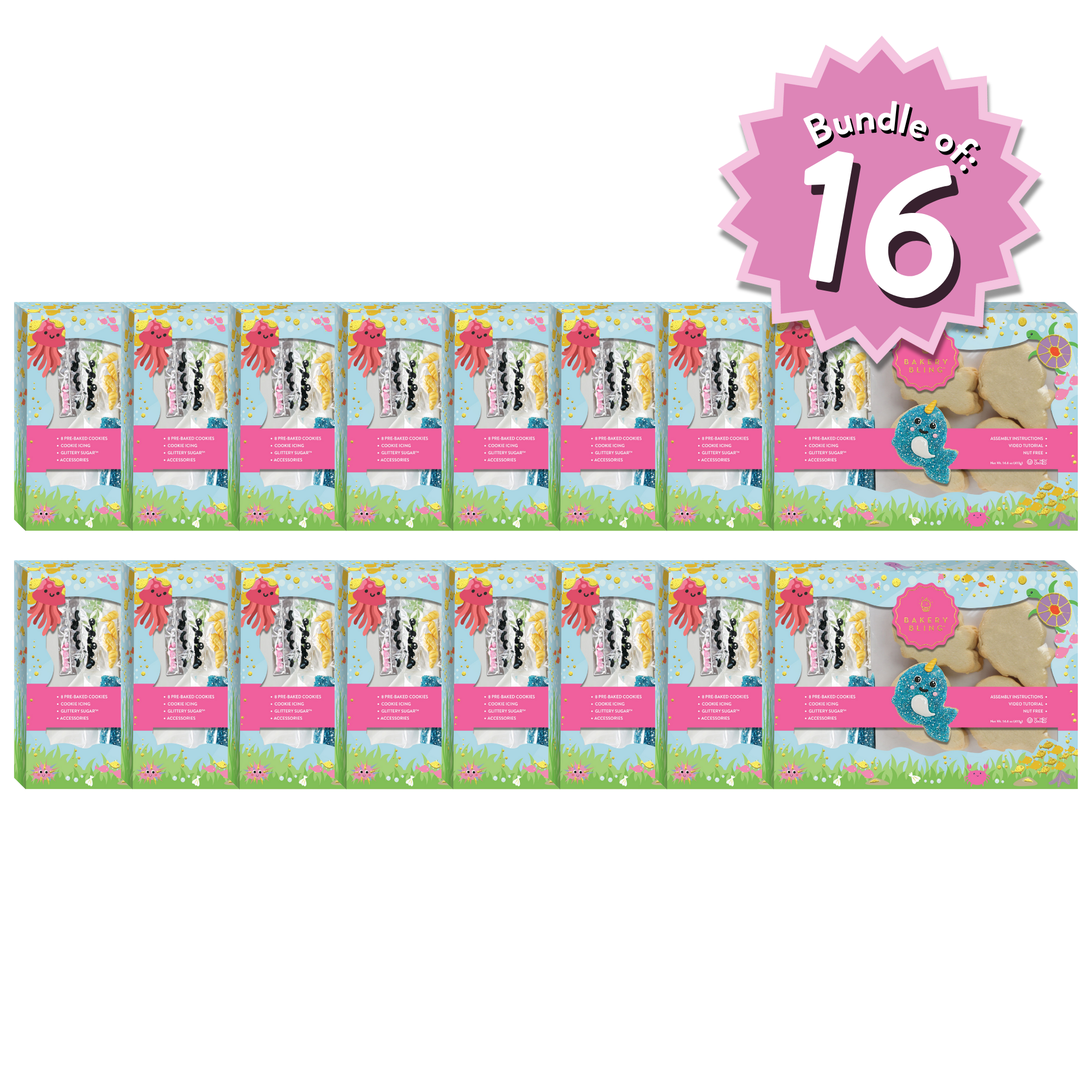 Narwhal Designer Cookie Kit – 16-Pack Party Bundle