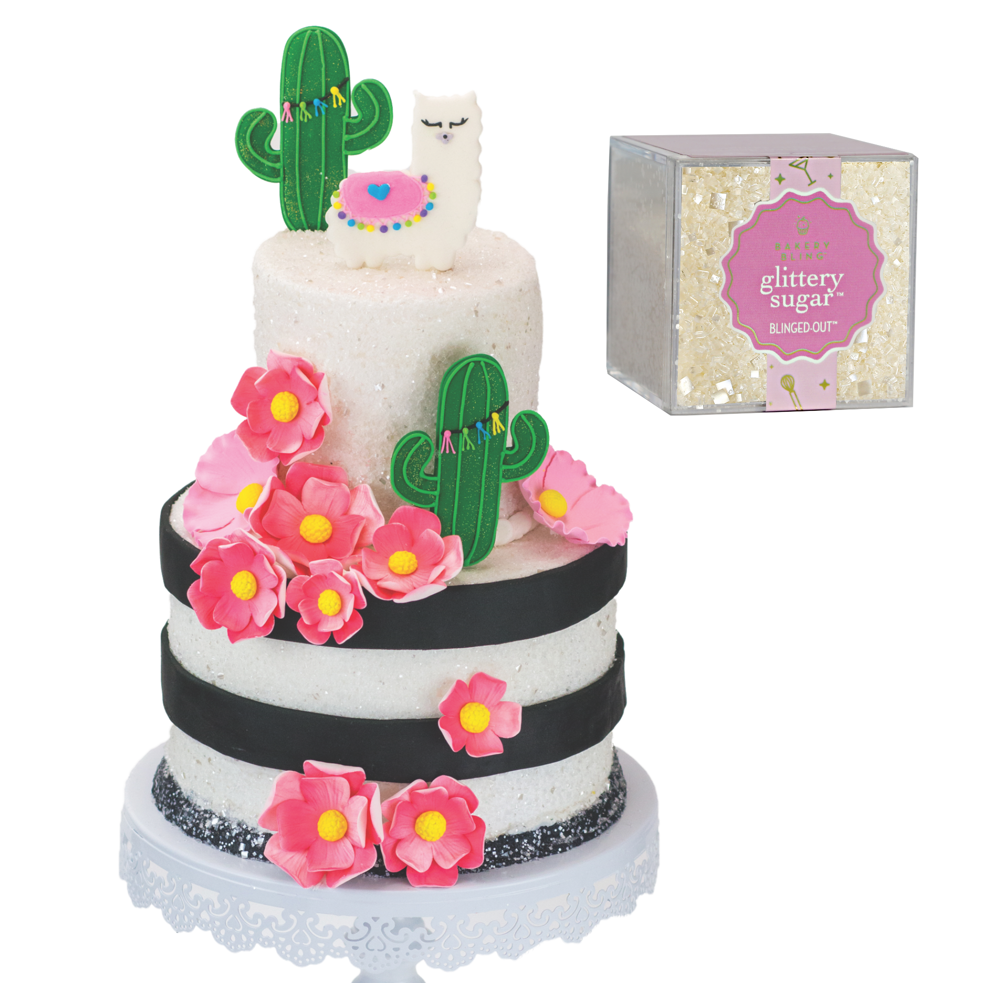 Cactus Llama Designer Cake Decorating Kit (Cake Decor + Diamond Glittery Sugar™)