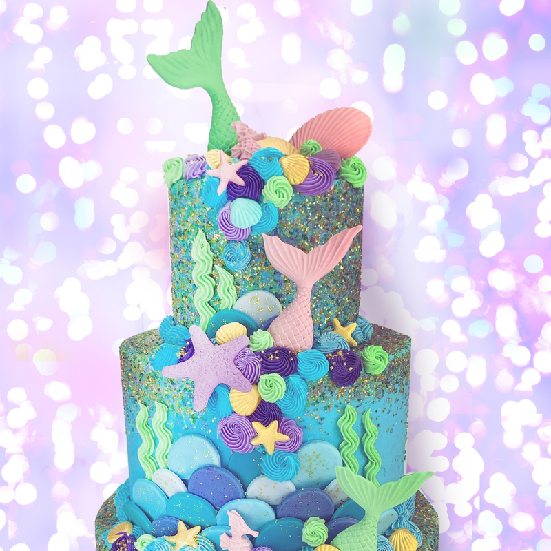 Mermaid Cake Decorating Bundle (Cake Decor + Glittery Sugar)