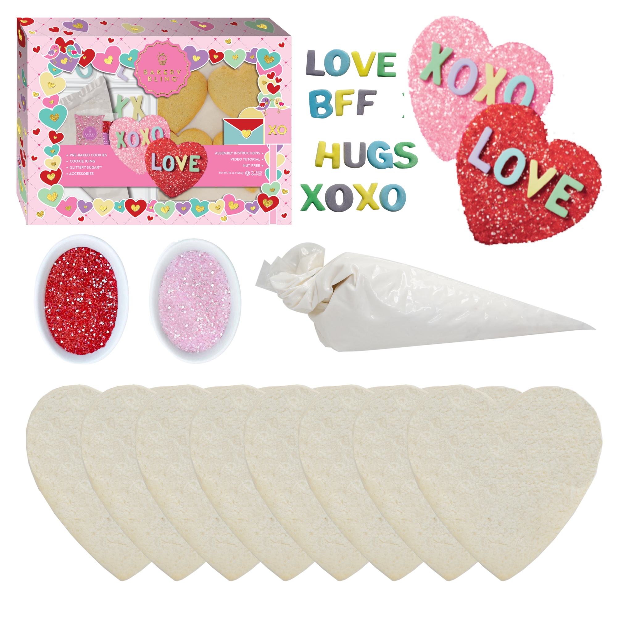 Valentine's Day Best-Sellers Designer Cookie Kit Bundle: Conversation Heart,  2-D Dog House, Heart Designer Cookie Kits