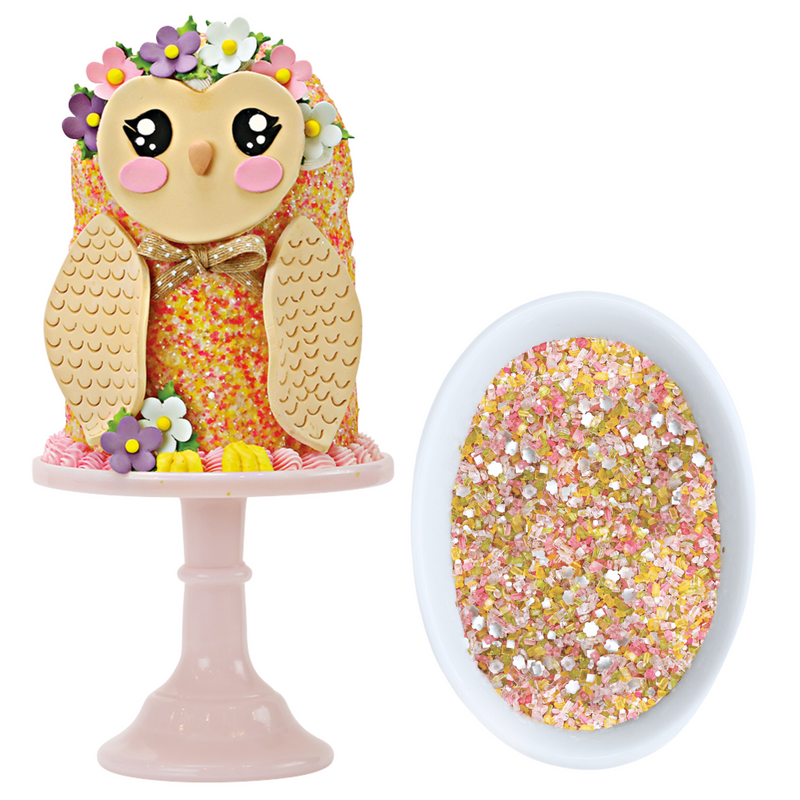 Spring Owl Cake Decorating Bundle (Cake Decor + In Bloom Glittery Sugar)