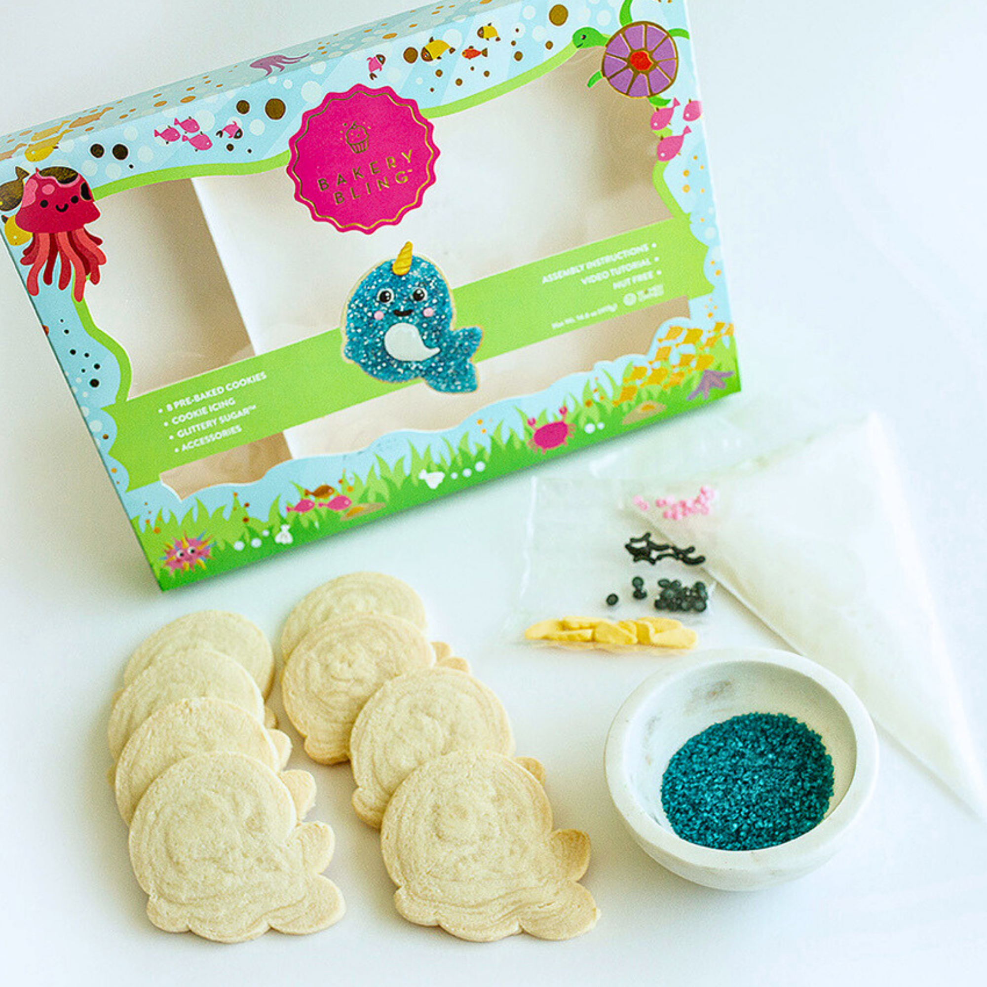 Narwhal Designer Cookie Kit – 16-Pack Party Bundle