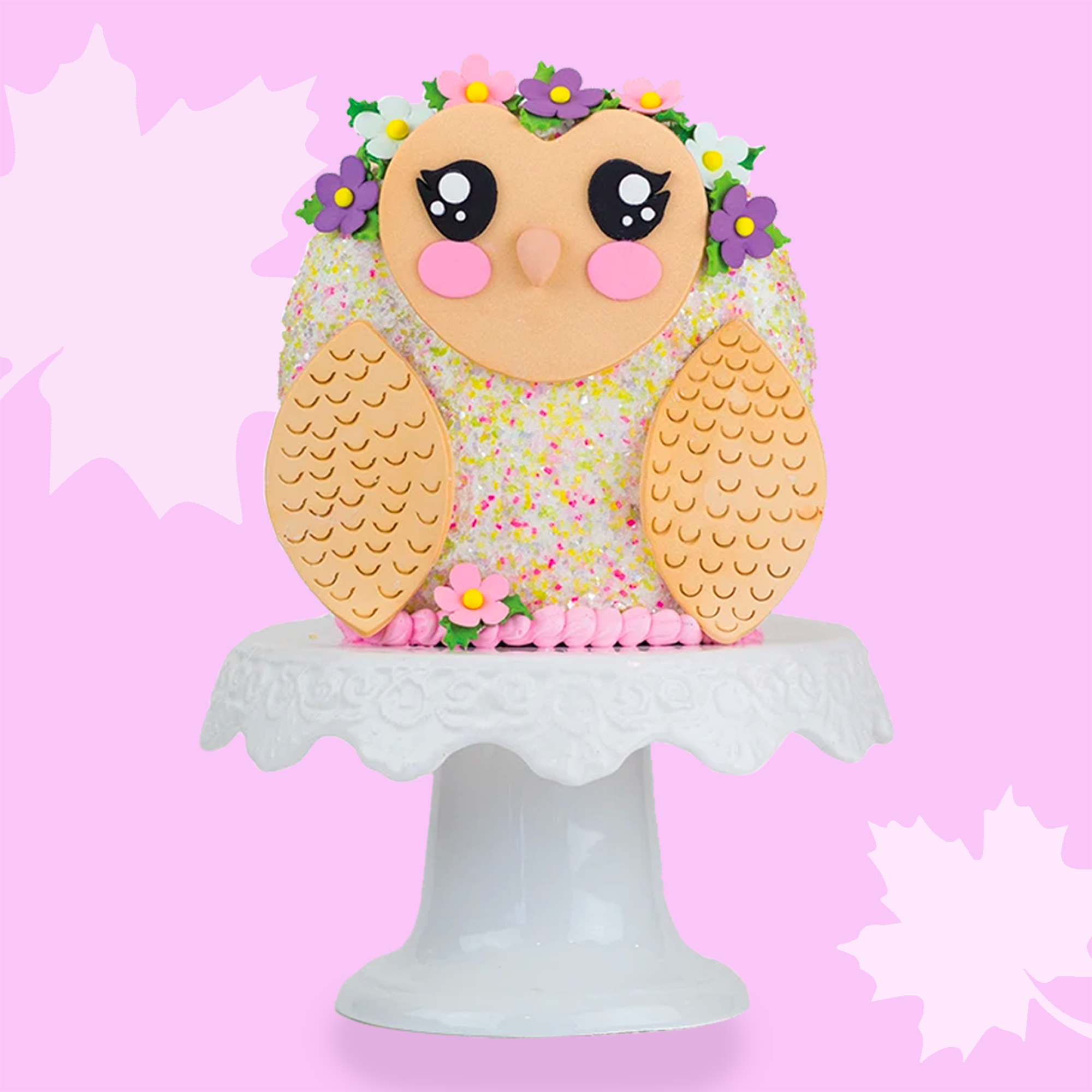 Spring Owl Cake Decorating Bundle (Cake Decor + In Bloom Glittery Sugar)