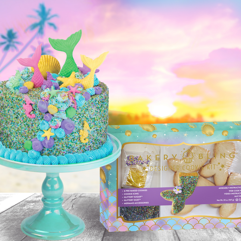 Mermaid Designer Decorating Bundle (Cookie Kit + Cake Decor + Glittery Sugar)
