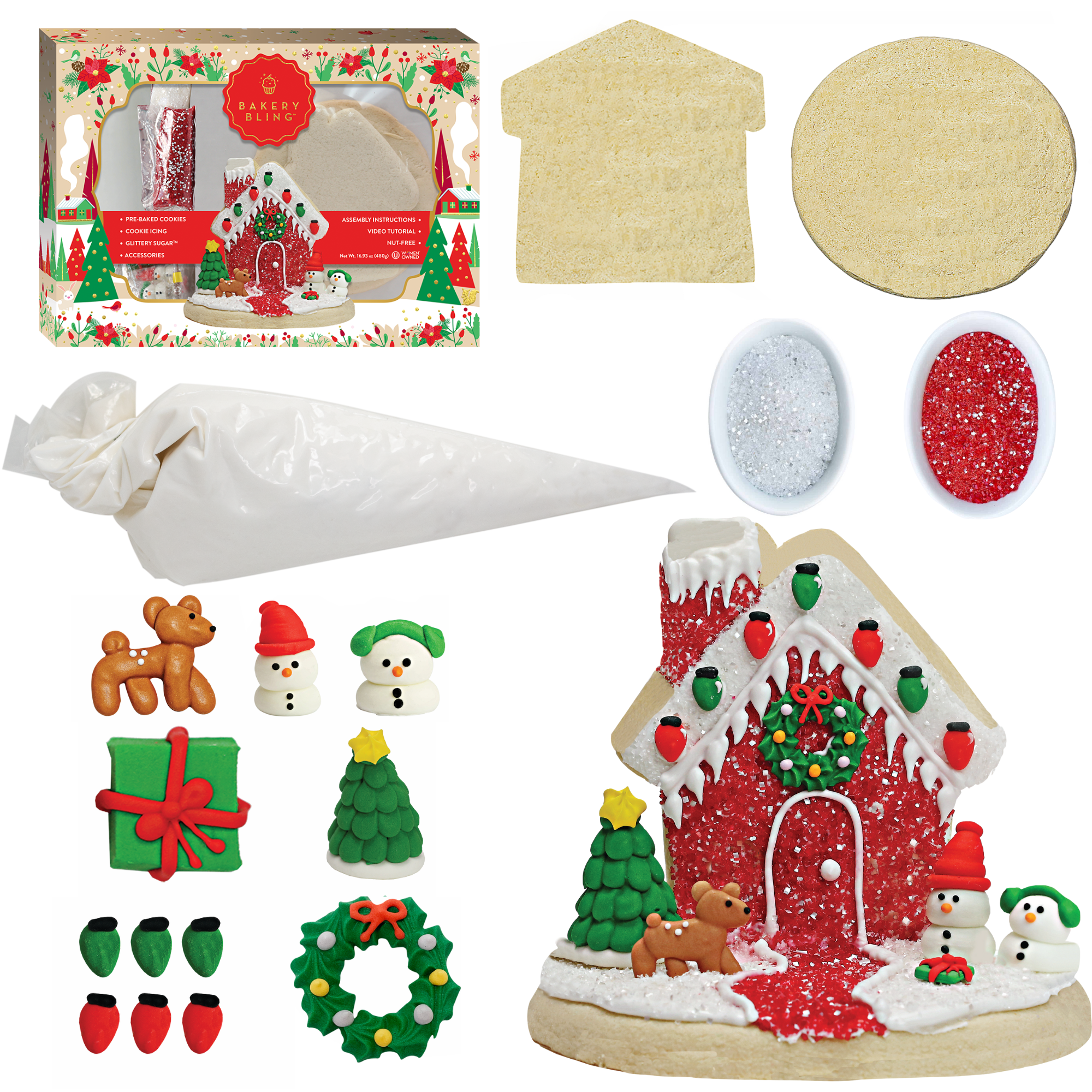 Red & Green Christmas House 2-D Designer Cookie Kit