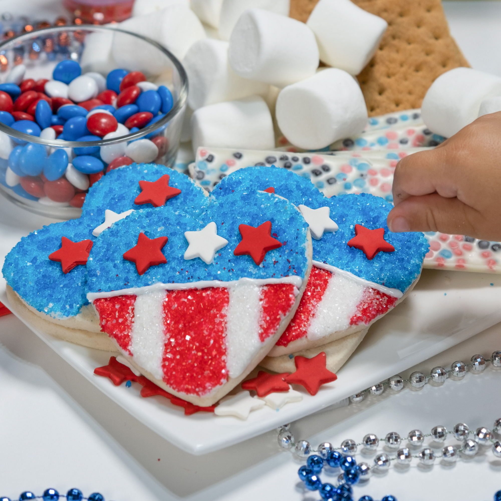 4th of July Bundle (Flag Cookie Kit + Red, White and Blue Glittery Sugar)
