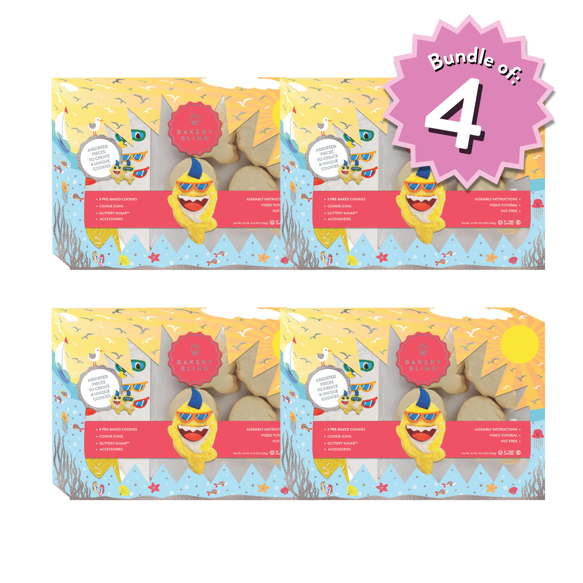 Shark Designer Cookie Kit – 4-Pack Party Bundle
