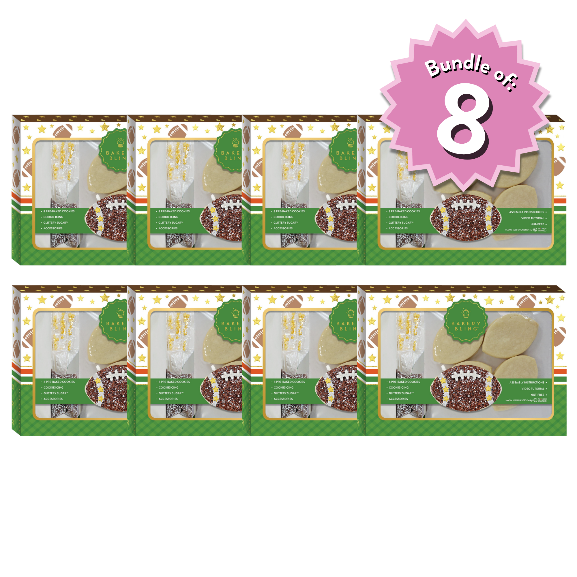 Football Designer Cookie Kit 8-Pack Party Bundle