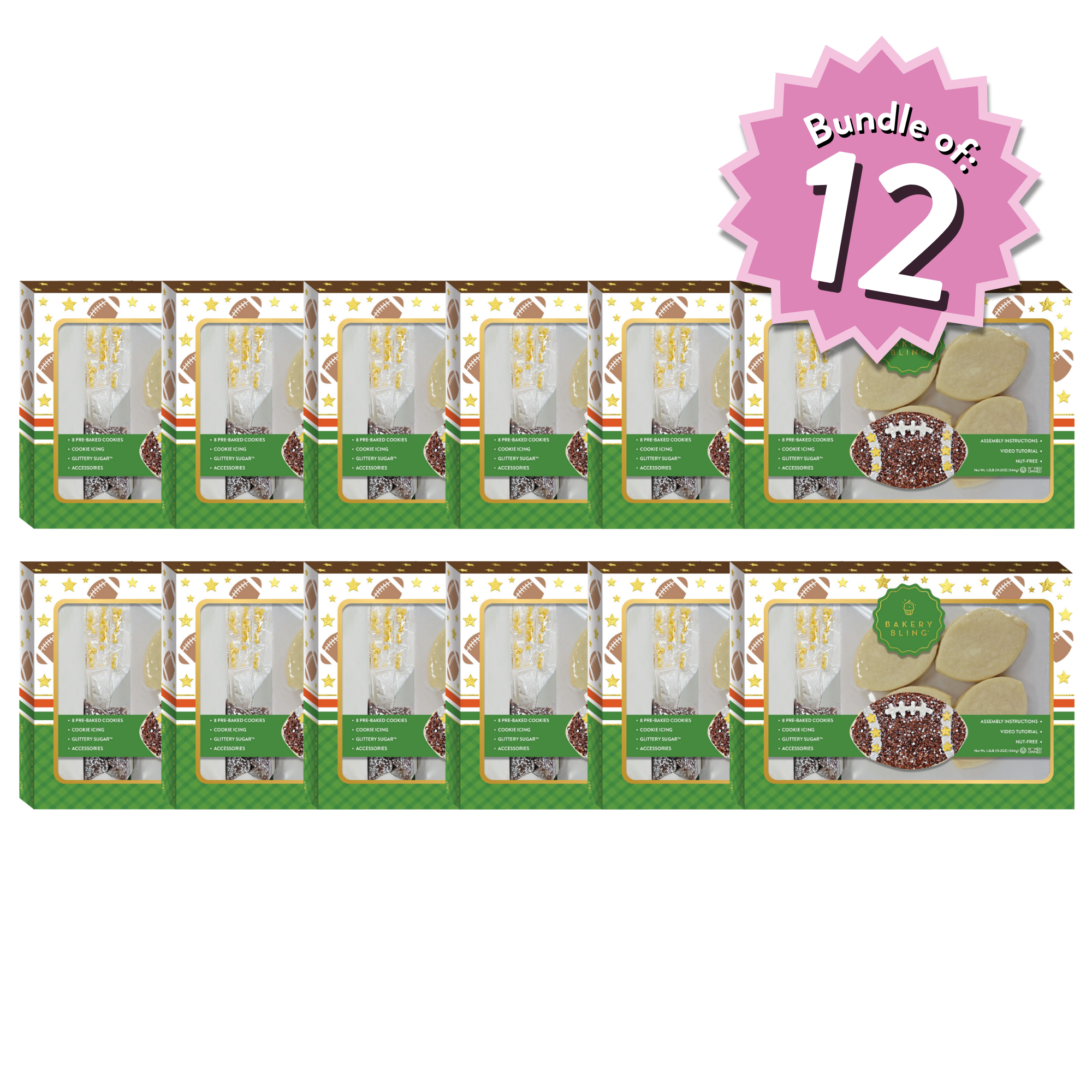 Football Designer Cookie Kit 12-Pack Party Bundle