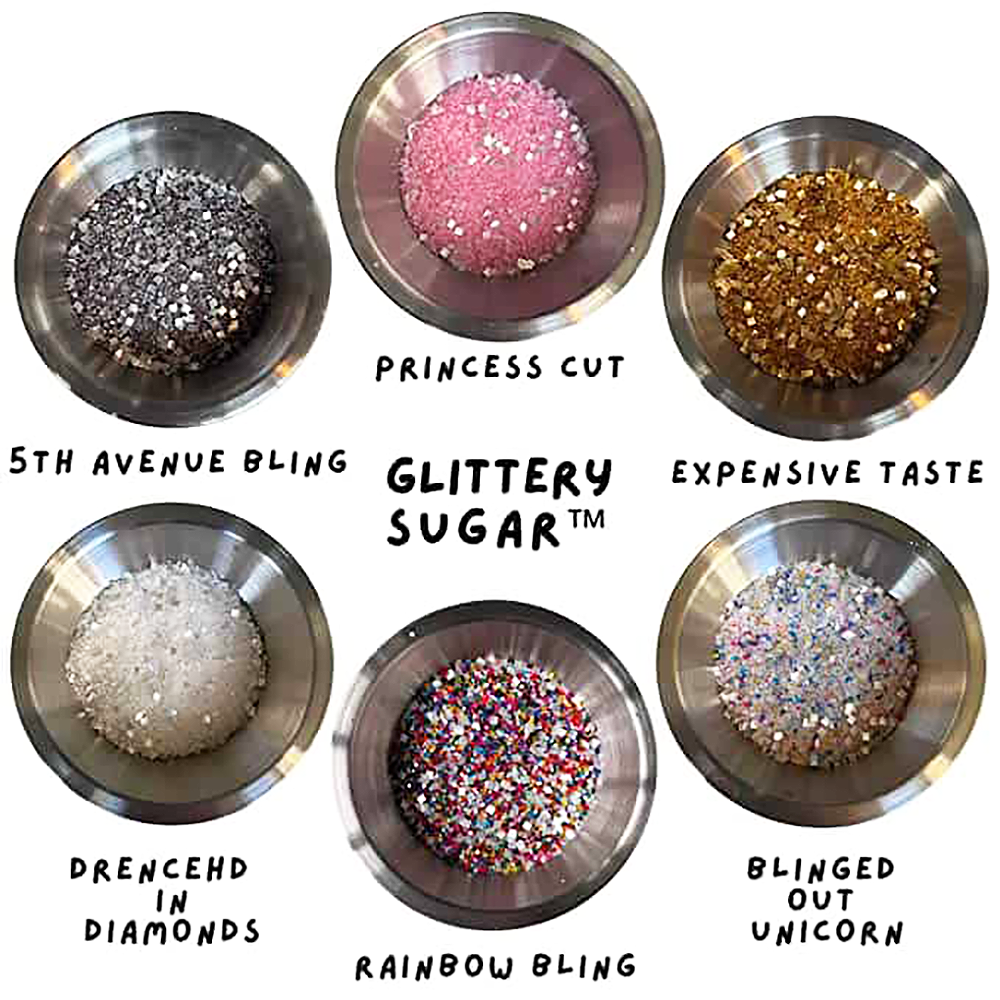 Blinged-Out Glittery Sugar™ Bundle (6 Cubes - Unicorn, Drenched in Diamonds, 5th Ave, Expensive Taste, Princess Cut, Hollywood Hills)