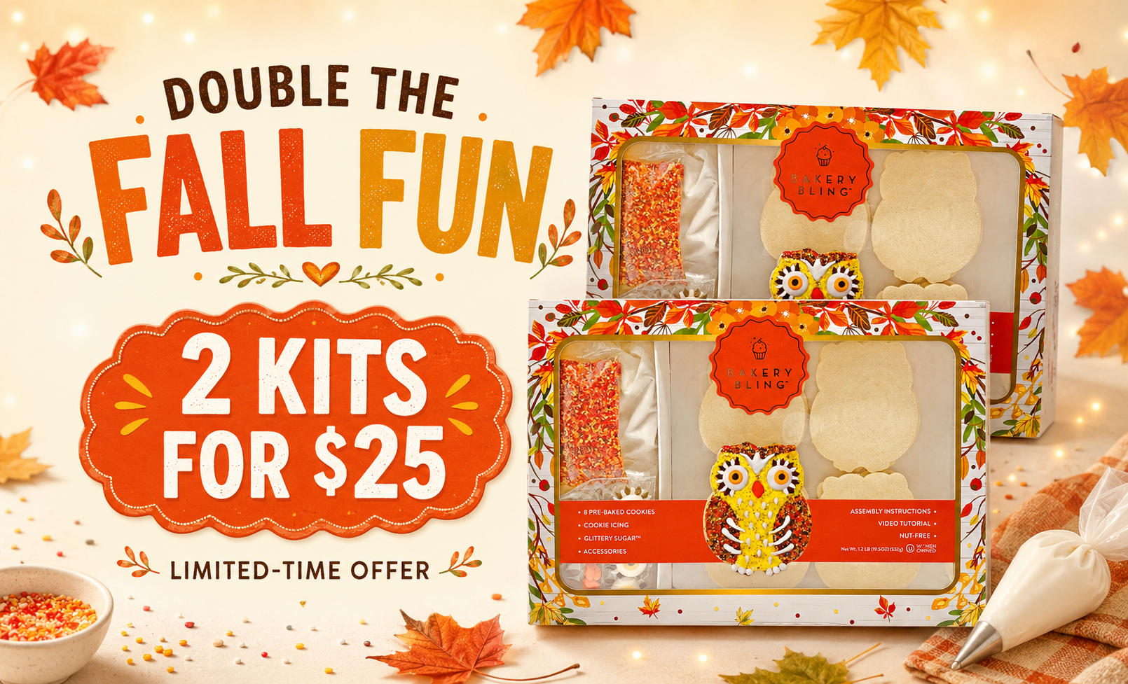 Double the Fall Fun! 2 Owl Cookie kits for a great price!