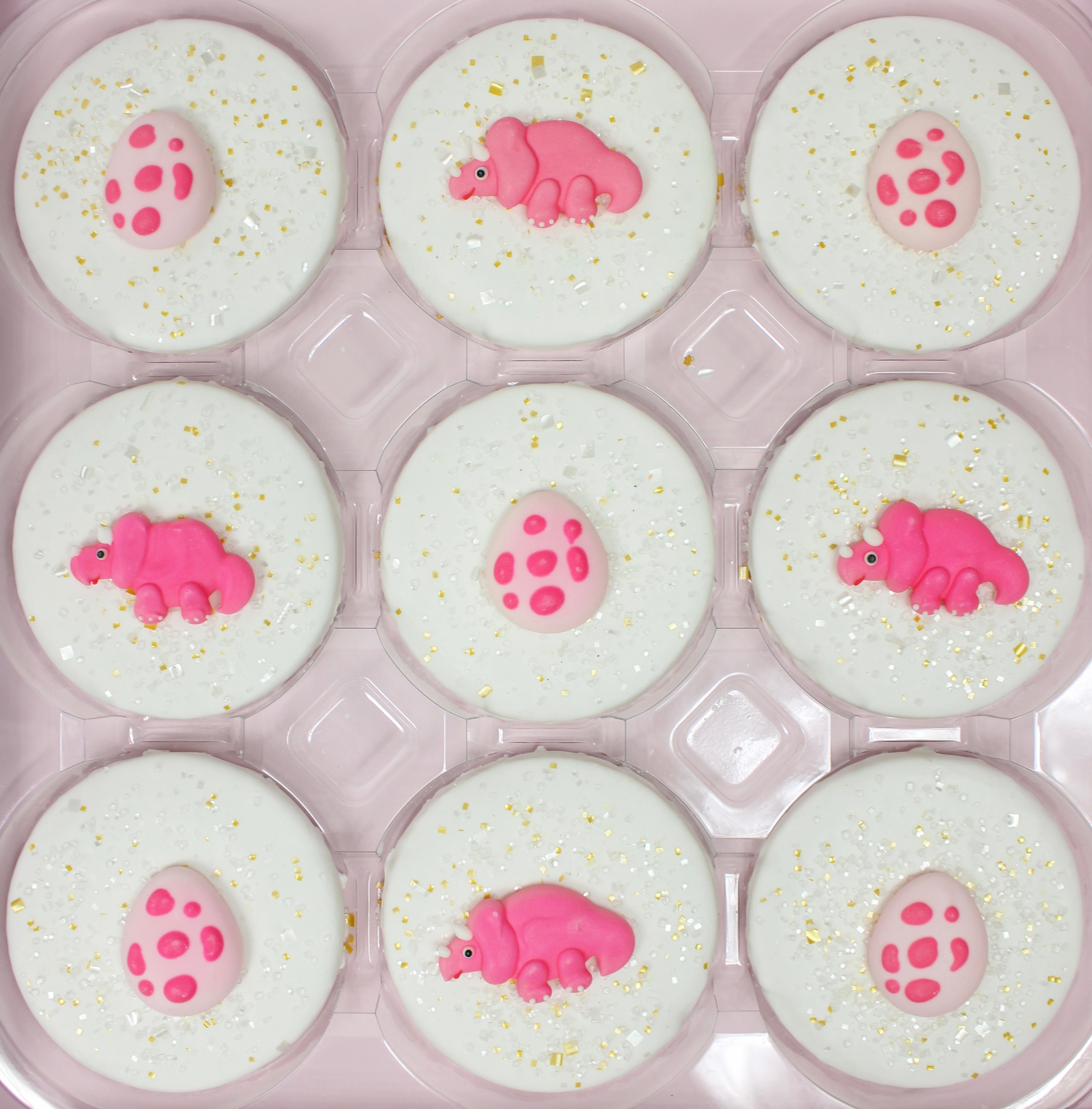 Pink Dinosaur Designer Decorated Cookies