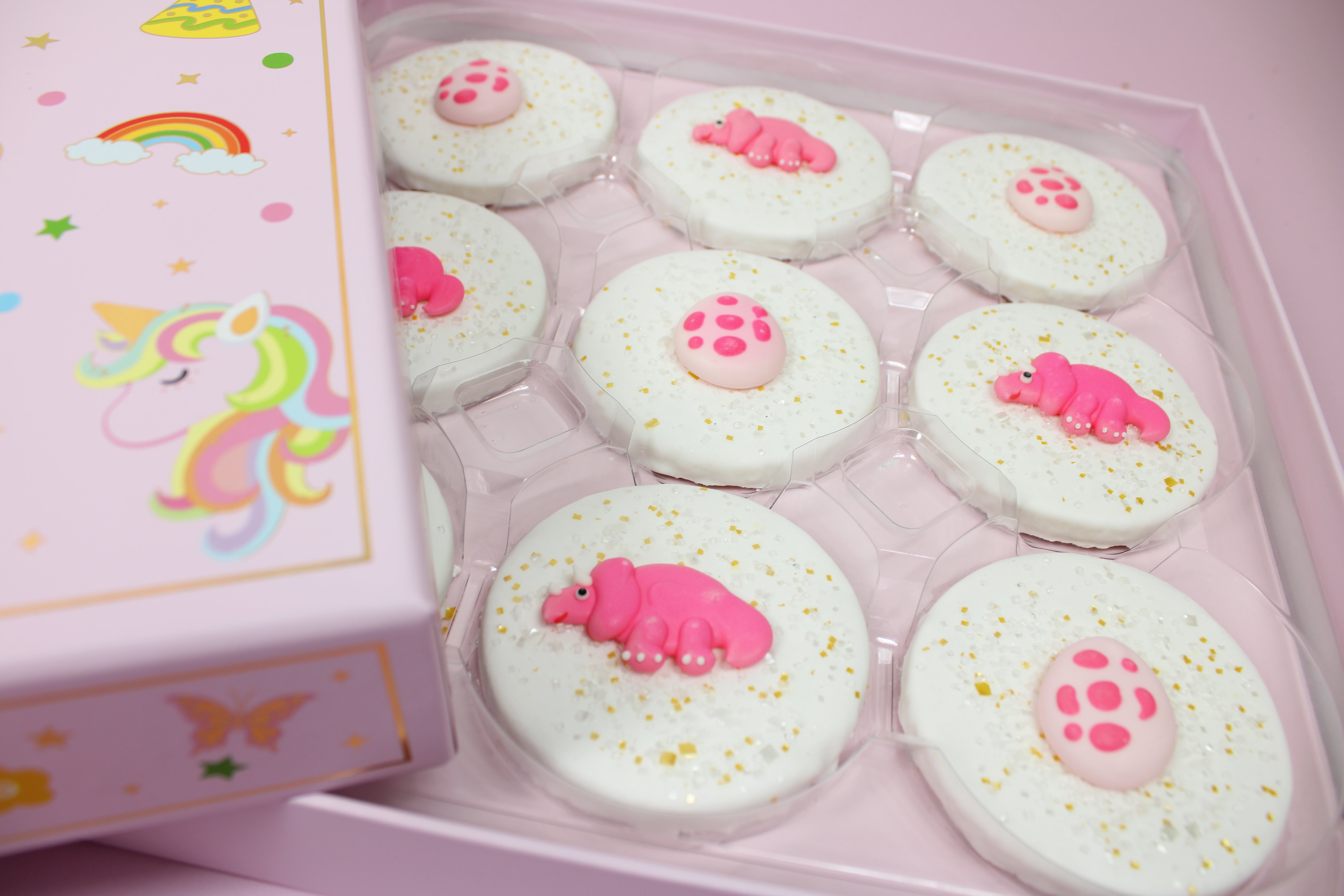 Pink Dinosaur Designer Decorated Cookies