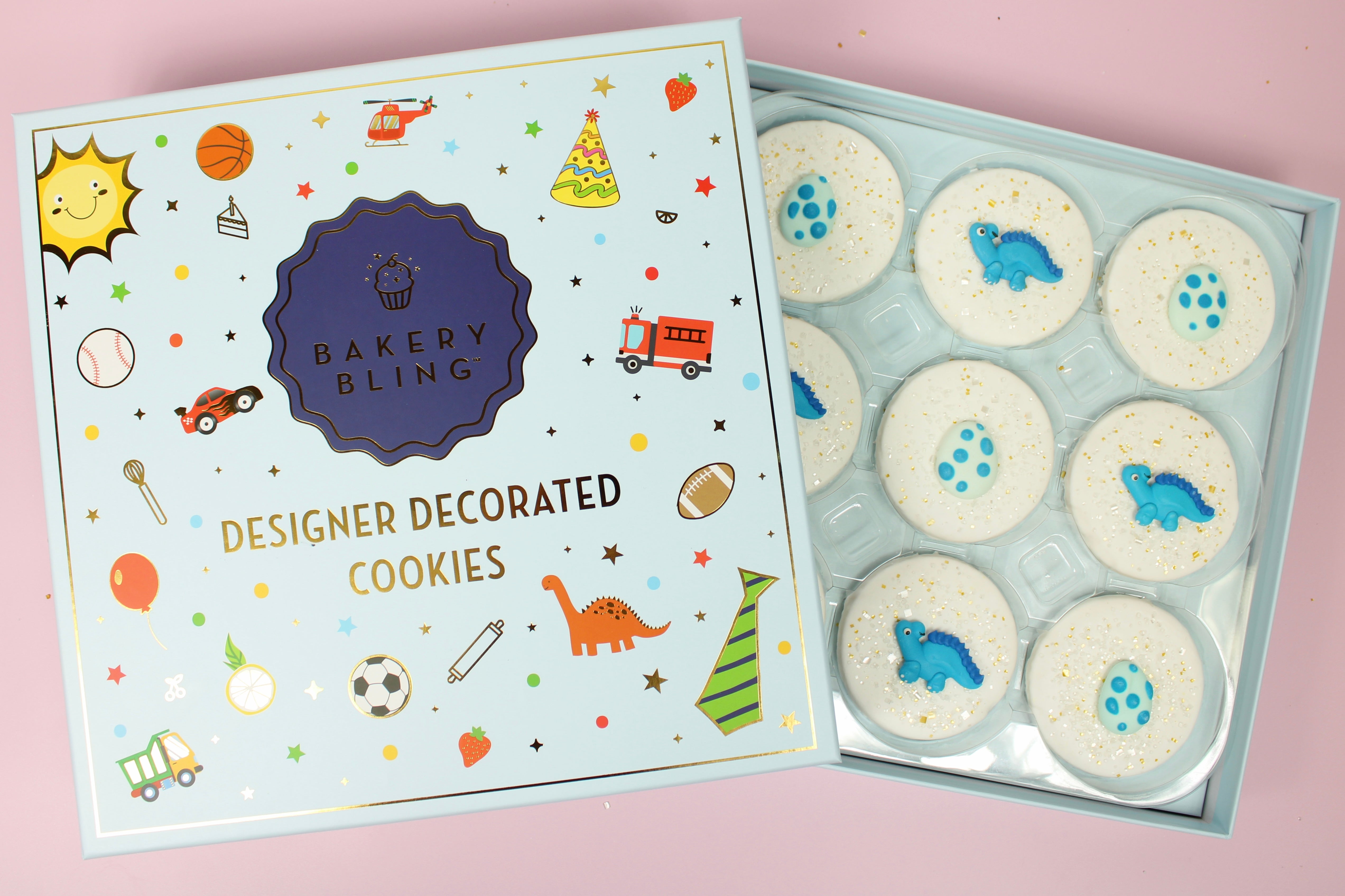 Blue Dinosaur Designer Decorated Cookies