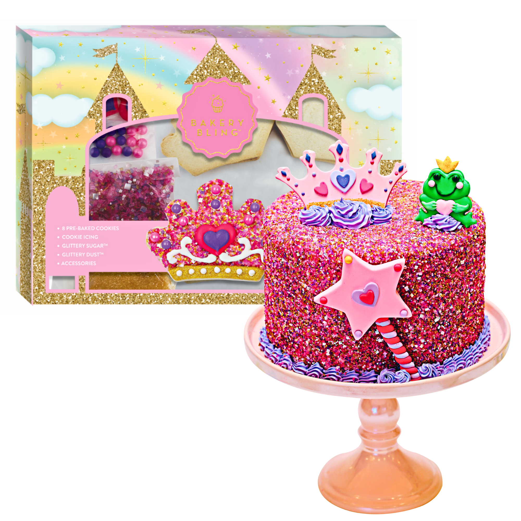 Princess Designer Decorating Bundle (Tiara Cookie Kit + Princess Frog Cake Decor)