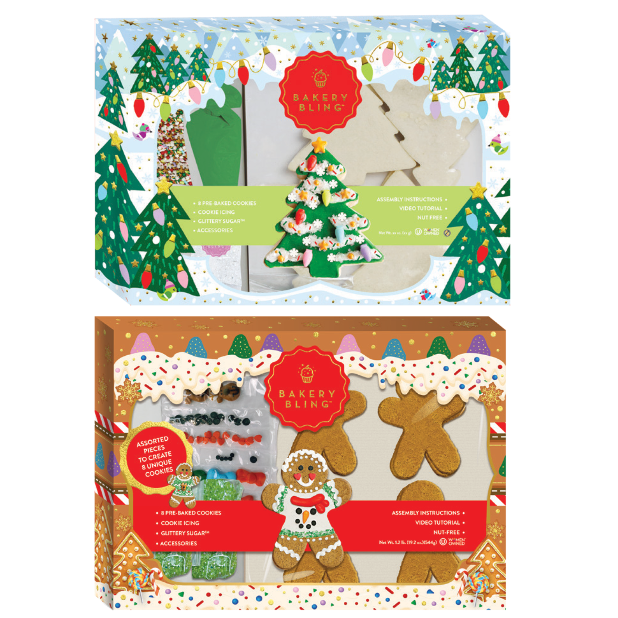 Starlight Tree & Gingerbread Person Designer Cookie Kit Bundle