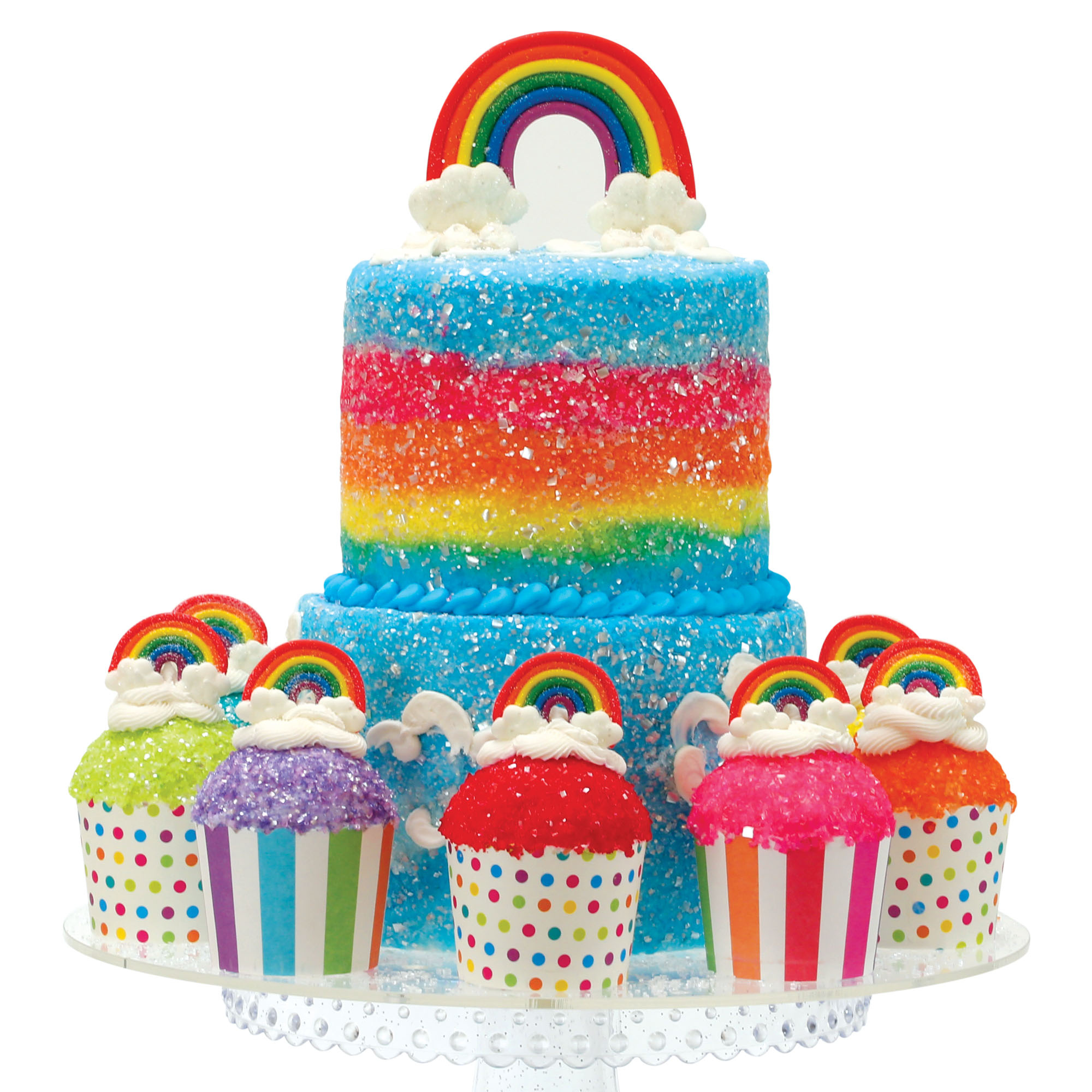 Designer Rainbow Decorating Bundle (Cookie Kit, Cake Decor + Glittery Sugar)