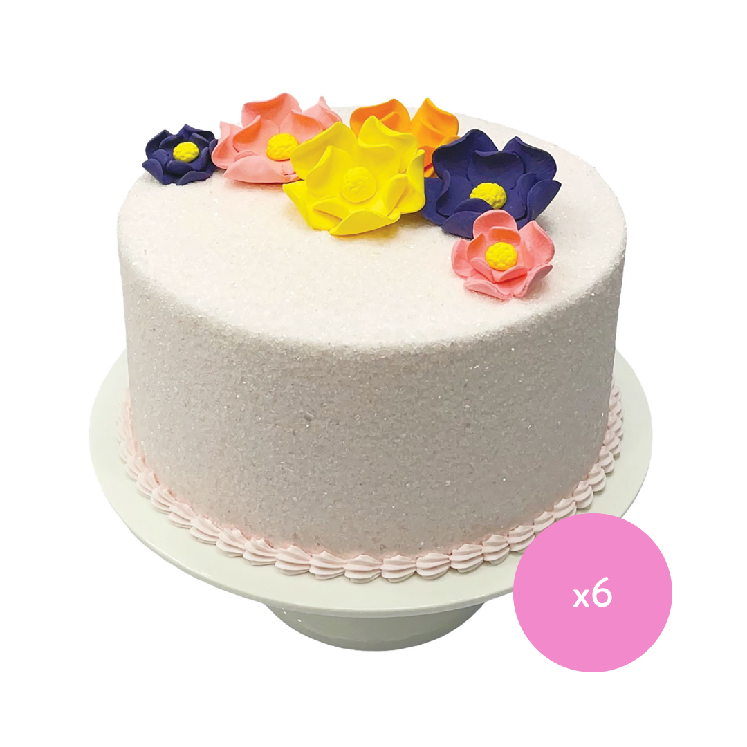 Assorted Flowers Designer Cake Decor - (Bulk Pack of 6)