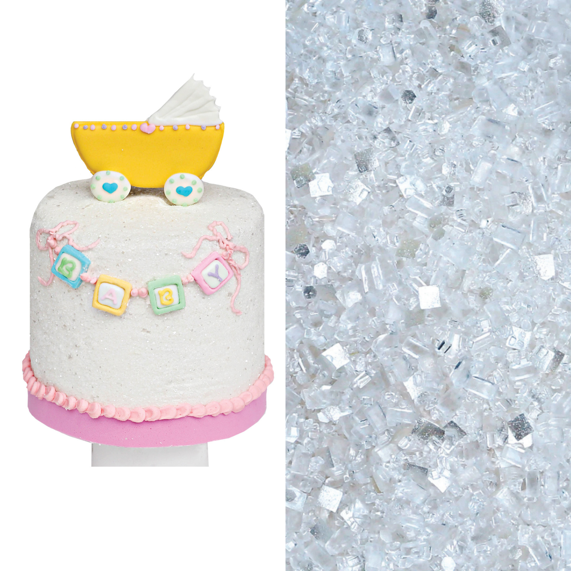 Baby Shower Designer Cake Decorating Bundle (Cake Decor + Glittery Sugar)