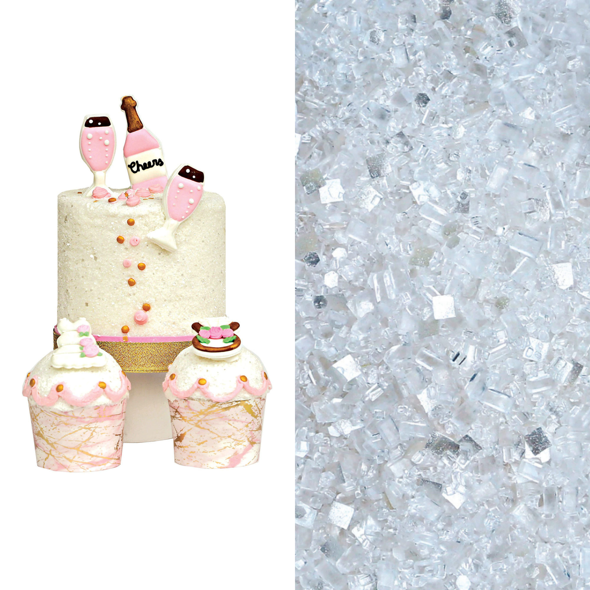 Bridal Shower Designer Cake Decorating Bundle (Cake Decor + Glittery Sugar)