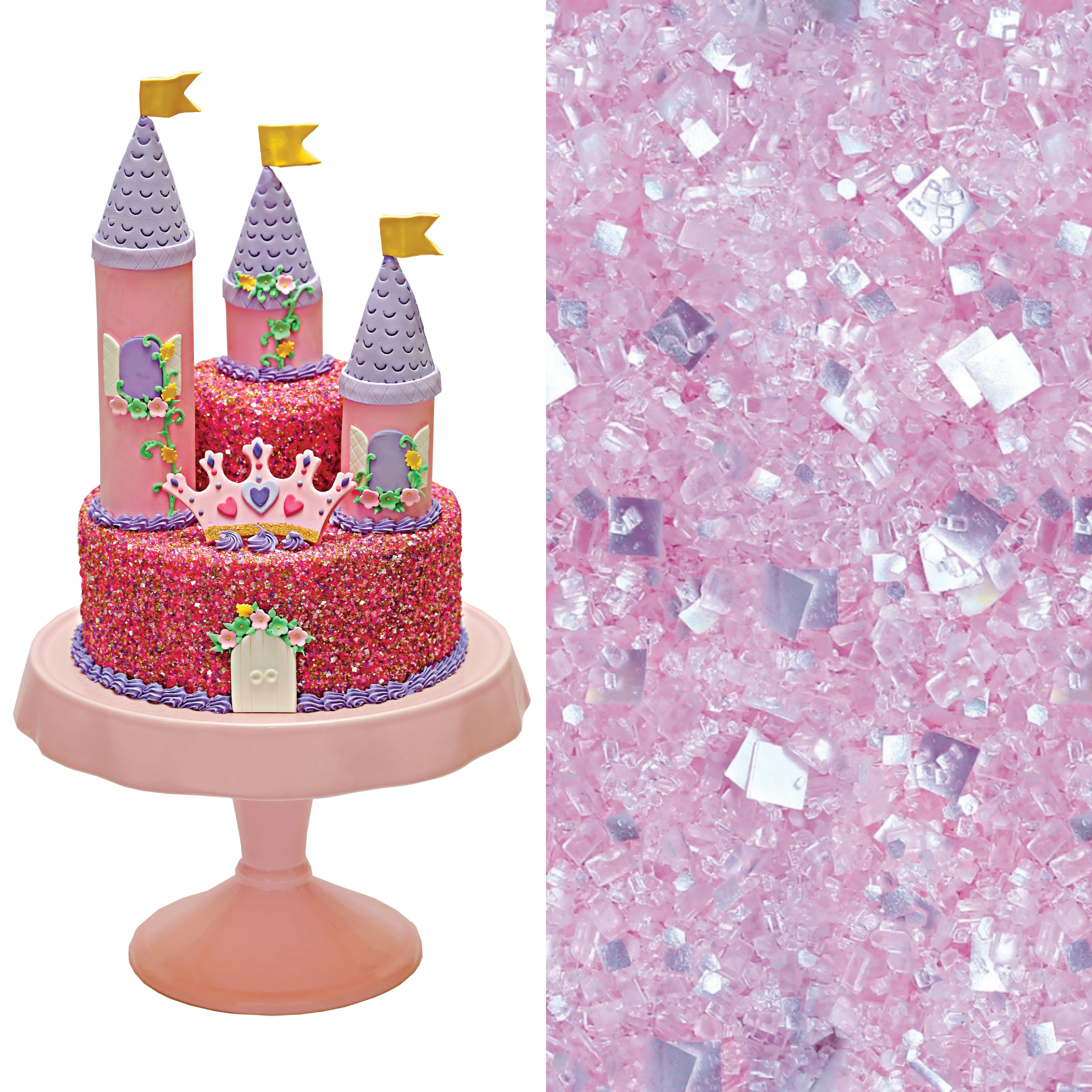 Princess Castle Designer Cake Decorating Bundle (Cake Decor + Glittery Sugar)