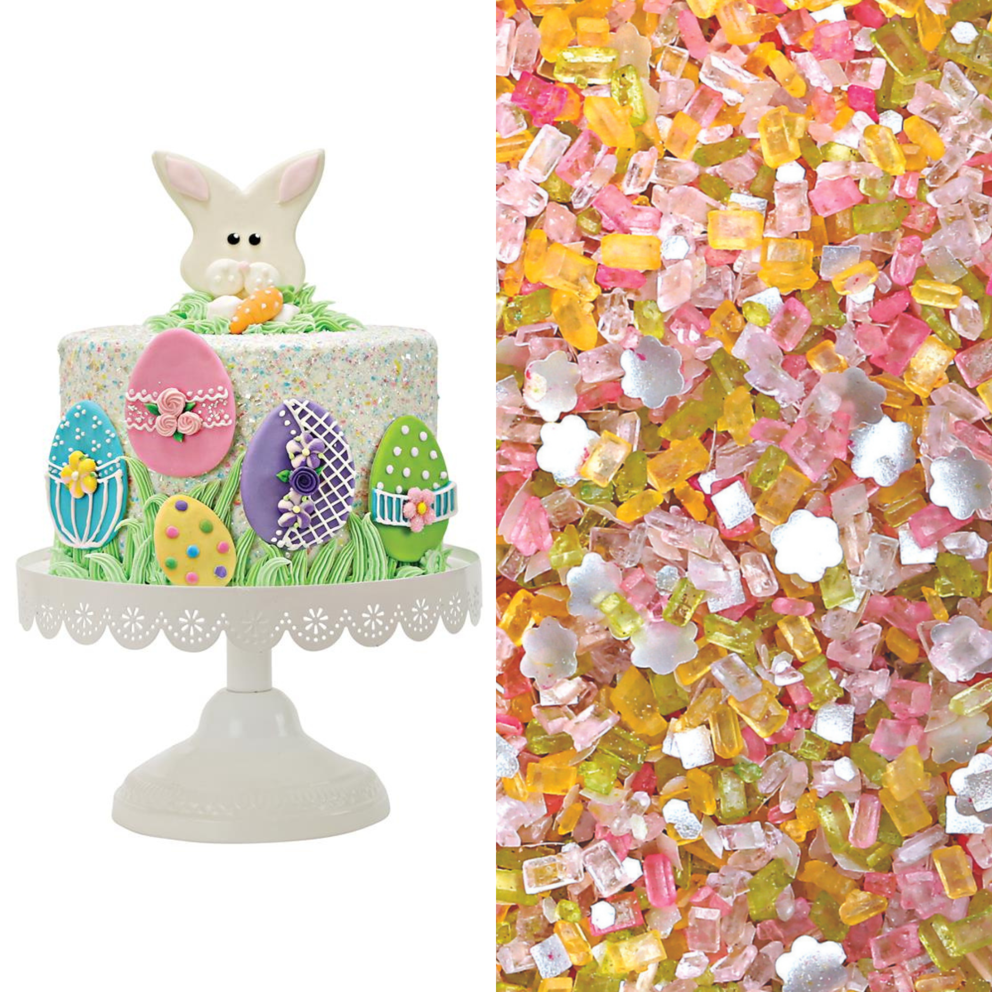 Easter Bunny Designer Cake Decorating Bundle (Cake Decor + Glittery Sugar)