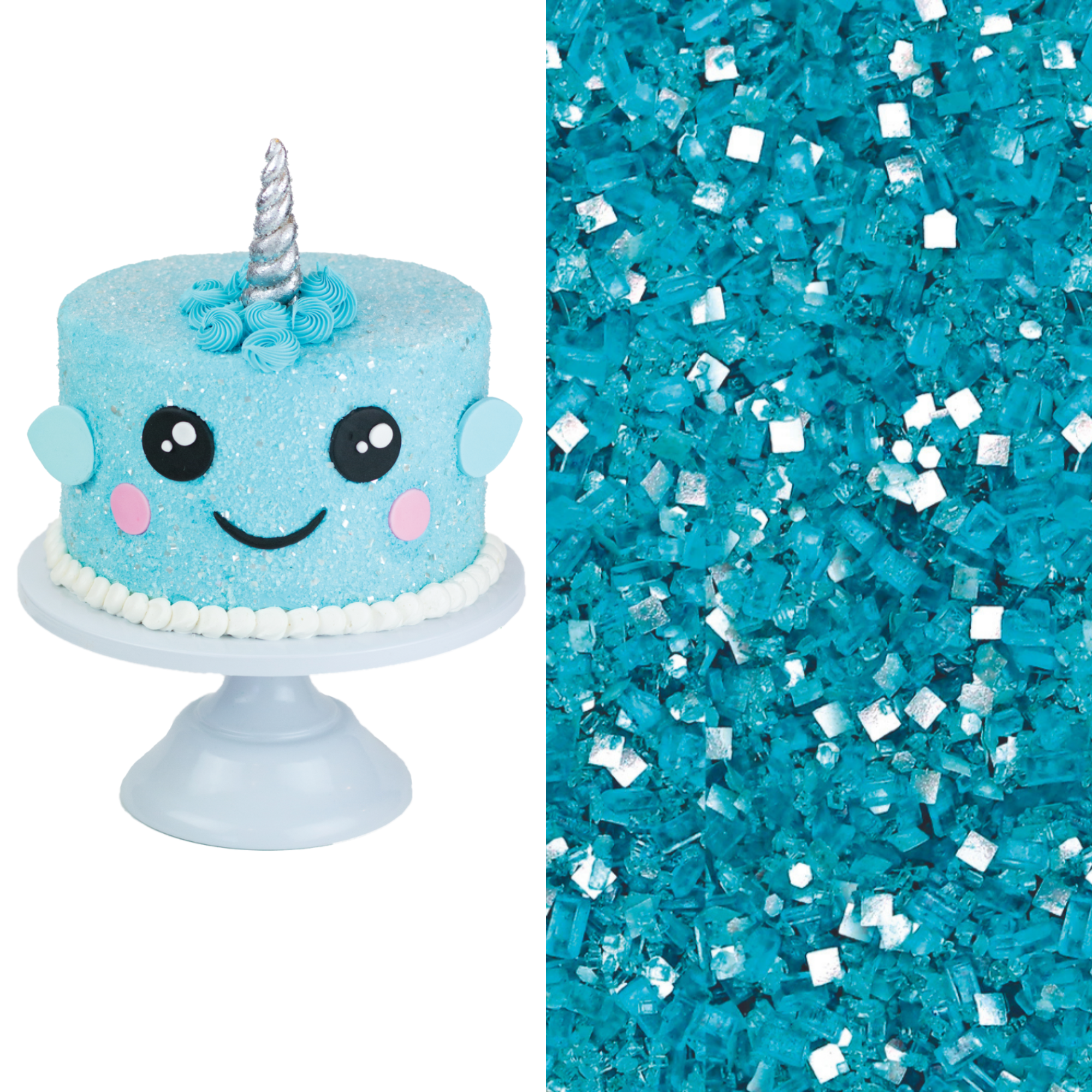 Narwhal Designer Cake Decorating Bundle (Cake Decor + Glittery Sugar)