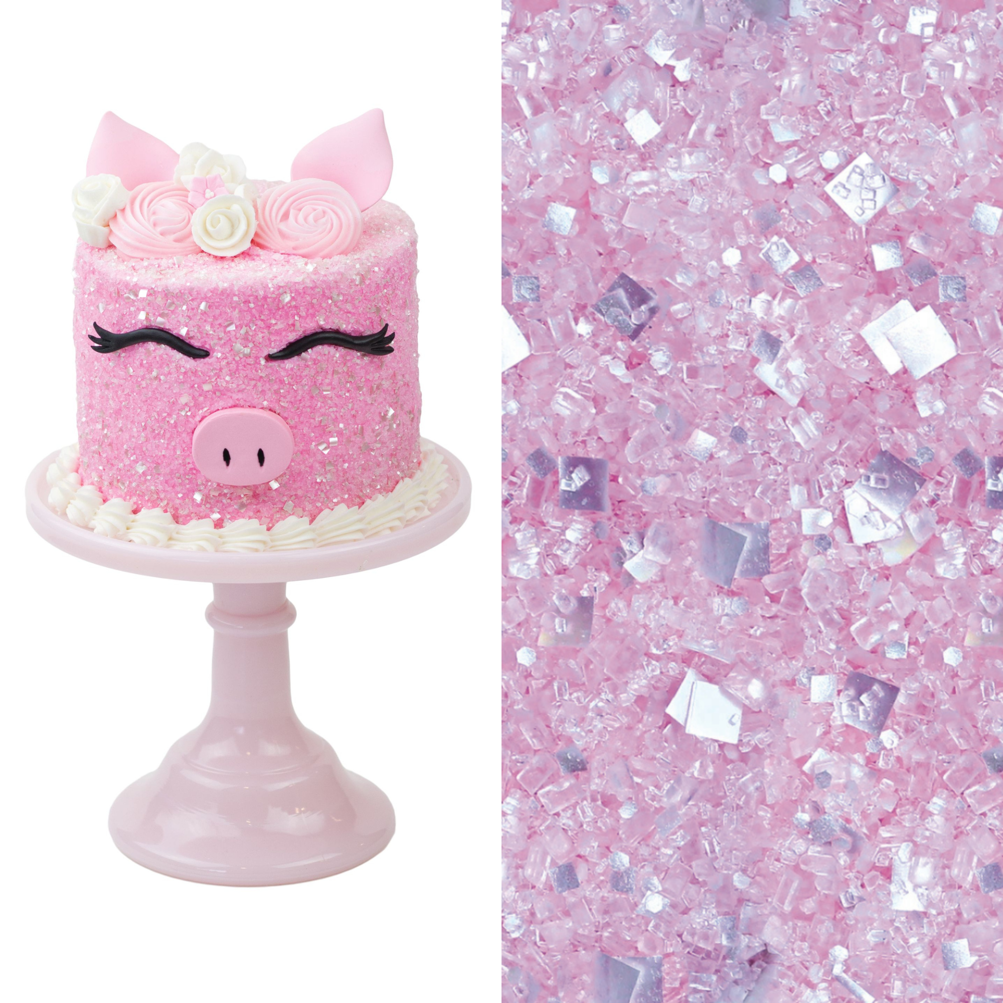 Pig Designer Cake Decorating Bundle (Cake Decor + Glittery Sugar)