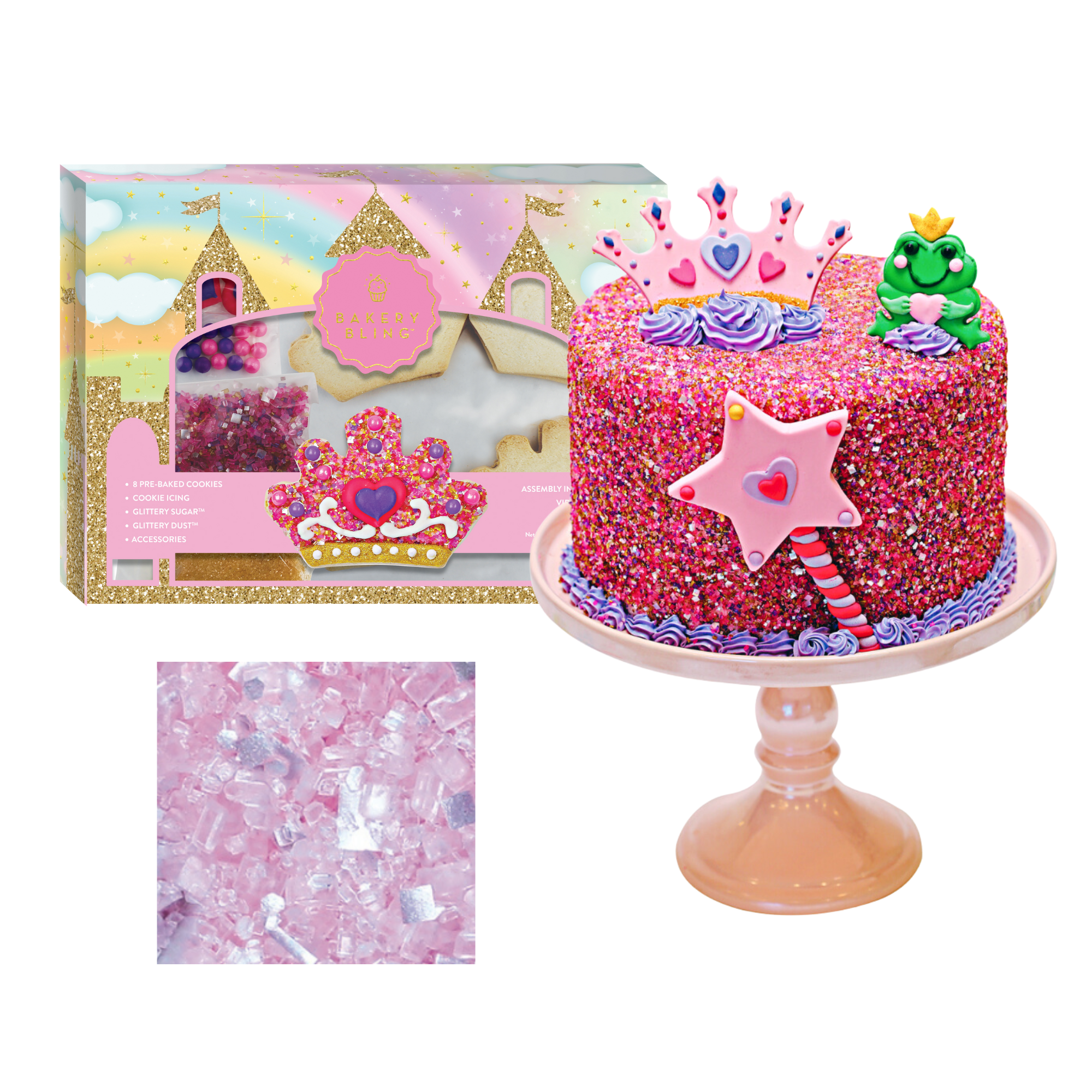 Princess Designer Decorating Bundle (Cookie Kit + Cake Decor + Glittery Sugar))