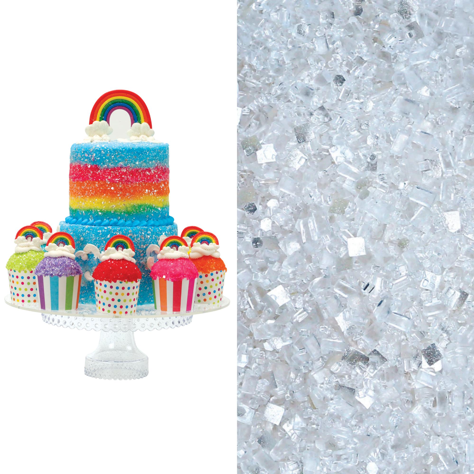 Rainbow Designer Cake Decorating Bundle (Cake Decor + Glittery Sugar)