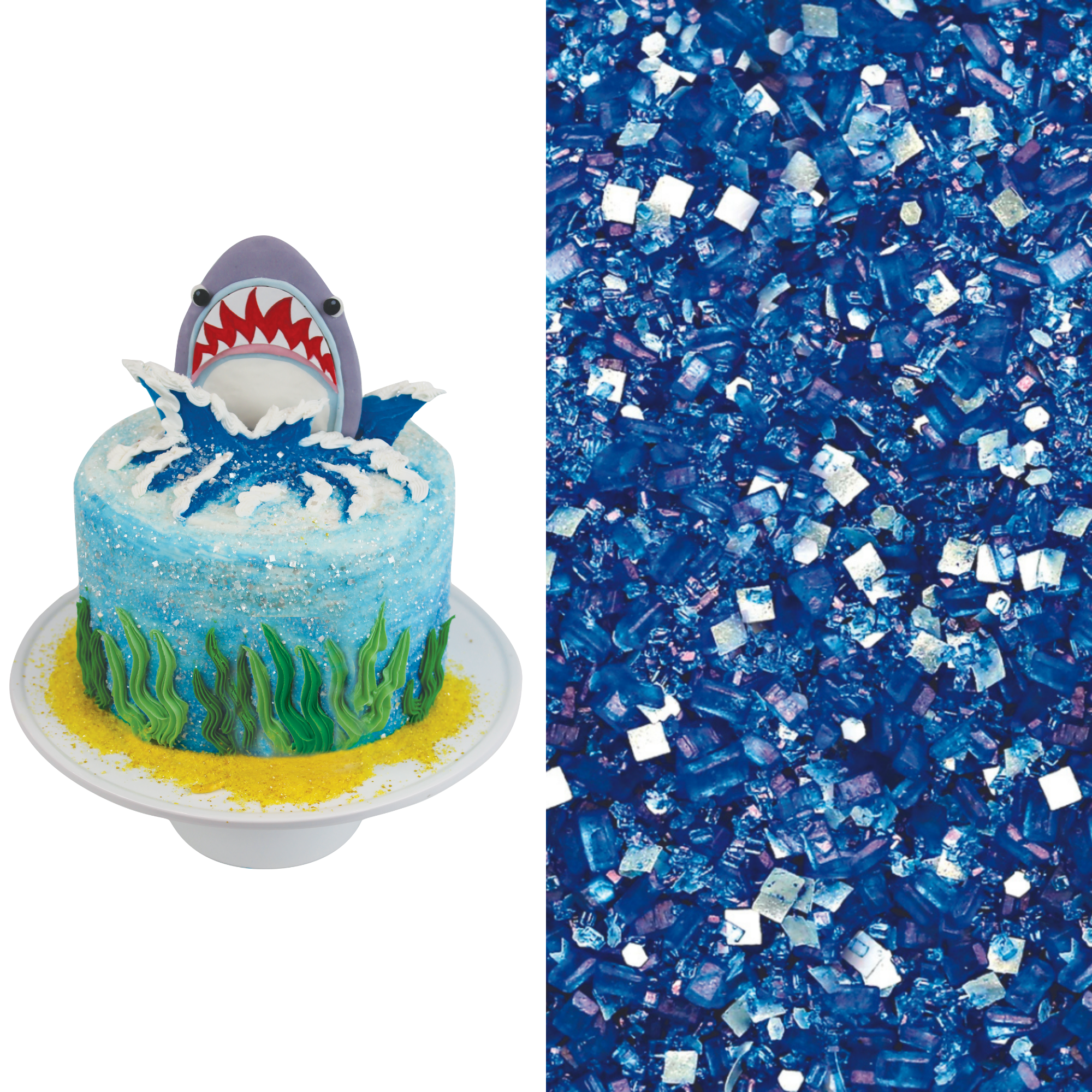 Shark Designer Cake Decorating Bundle (Cake Decor + Glittery Sugar)