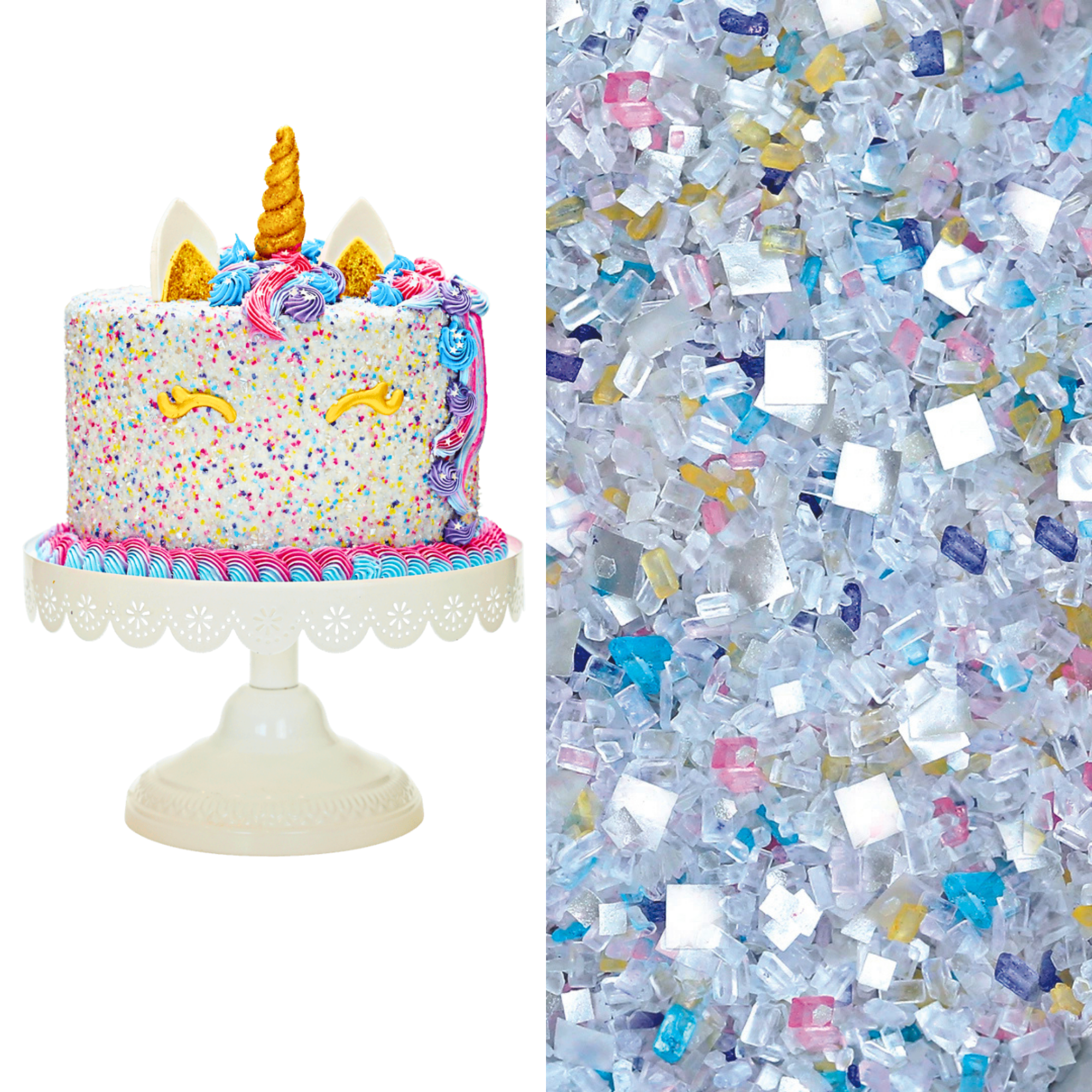 Unicorn Designer Cake Decorating Bundle (Cake Decor + Glittery Sugar)